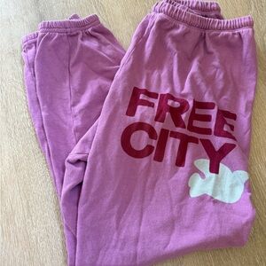 freecity Pink Track Pants with Red Logo
